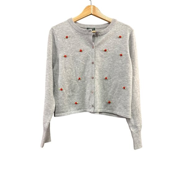 Wild Fable Gray Rose Embroidered Cardigan Sweater S NWT - Picture 1 of 6